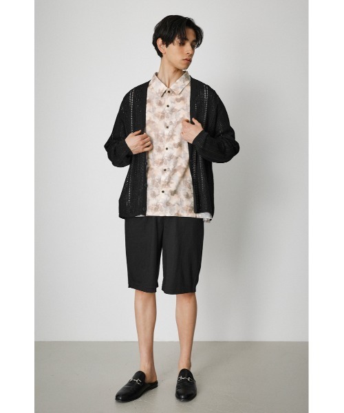AZUL by moussy(アズールバイマウジー)の「OPENWORK KNIT CARDIGAN/オープンワークニットカーディガン(カーディガン/ボレロ・メンズ・ライトグレー/ブラック・MEDIUM/LARGE)」の3枚目の写真