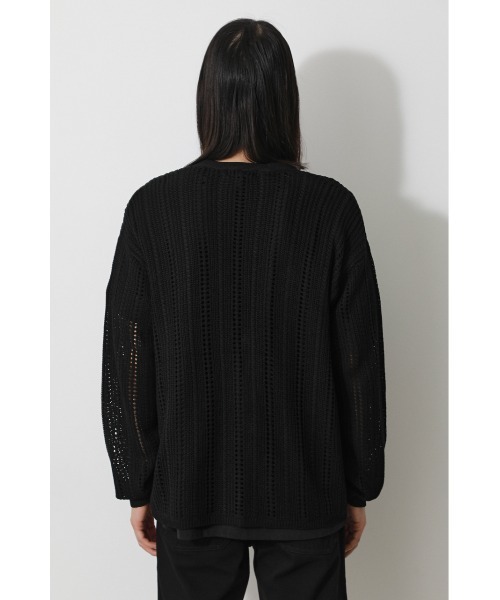 AZUL by moussy(アズールバイマウジー)の「OPENWORK KNIT CARDIGAN/オープンワークニットカーディガン(カーディガン/ボレロ・メンズ・ライトグレー/ブラック・MEDIUM/LARGE)」の5枚目の写真