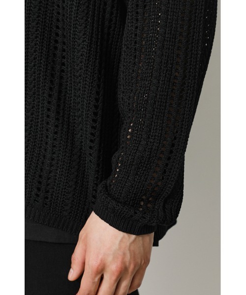 AZUL by moussy(アズールバイマウジー)の「OPENWORK KNIT CARDIGAN/オープンワークニットカーディガン(カーディガン/ボレロ・メンズ・ライトグレー/ブラック・MEDIUM/LARGE)」の8枚目の写真