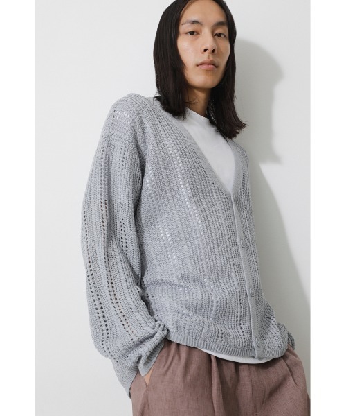 AZUL by moussy(アズールバイマウジー)の「OPENWORK KNIT CARDIGAN/オープンワークニットカーディガン(カーディガン/ボレロ・メンズ・ライトグレー/ブラック・MEDIUM/LARGE)」の9枚目の写真