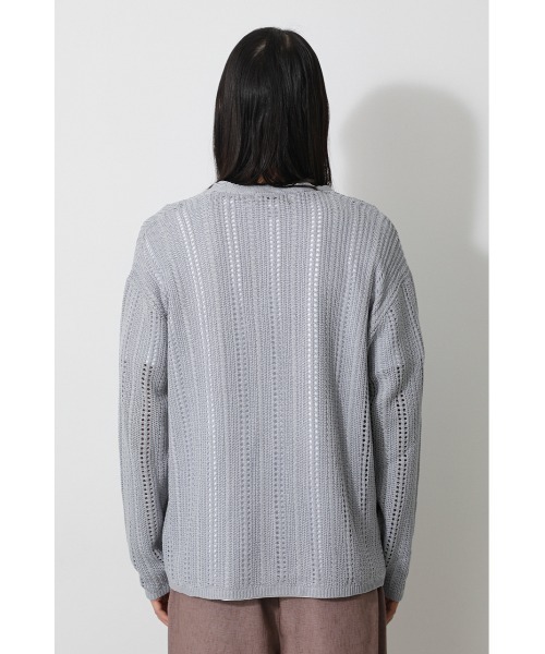 AZUL by moussy(アズールバイマウジー)の「OPENWORK KNIT CARDIGAN/オープンワークニットカーディガン(カーディガン/ボレロ・メンズ・ライトグレー/ブラック・MEDIUM/LARGE)」の14枚目の写真