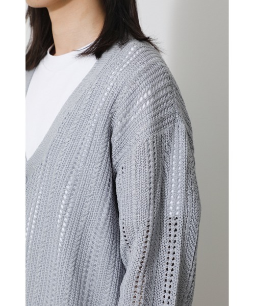 AZUL by moussy(アズールバイマウジー)の「OPENWORK KNIT CARDIGAN/オープンワークニットカーディガン(カーディガン/ボレロ・メンズ・ライトグレー/ブラック・MEDIUM/LARGE)」の15枚目の写真
