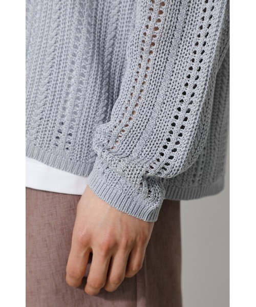 AZUL by moussy(アズールバイマウジー)の「OPENWORK KNIT CARDIGAN/オープンワークニットカーディガン(カーディガン/ボレロ・メンズ・ライトグレー/ブラック・MEDIUM/LARGE)」の16枚目の写真