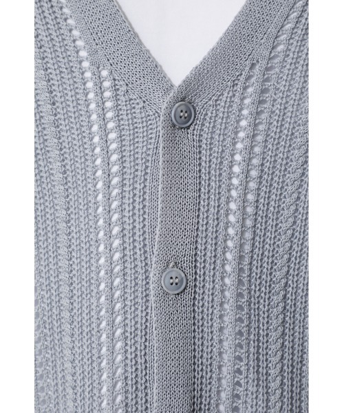 AZUL by moussy(アズールバイマウジー)の「OPENWORK KNIT CARDIGAN/オープンワークニットカーディガン(カーディガン/ボレロ・メンズ・ライトグレー/ブラック・MEDIUM/LARGE)」の17枚目の写真