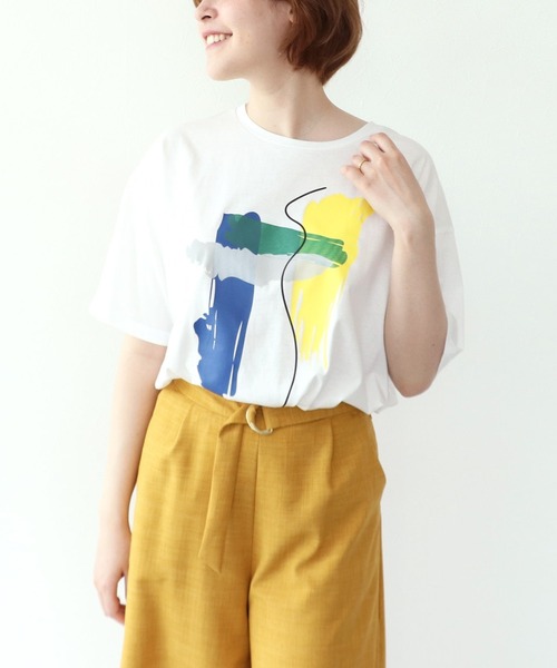 Cepica（セピカ）の「ARTプリントTシャツ（Tシャツ/カットソー・レディース・ブラック/ベージュ/オフホワイト・FREE）」の2枚目の写真