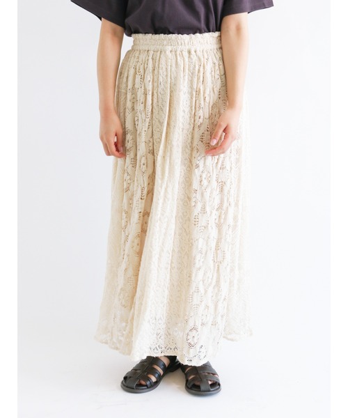 Samansa Mos2（サマンサ モスモス）の「【FROM INDIA】パネル切替レーススカート（スカート・レディース・ブラック/オフホワイト/キナリ・ﾌﾘ-）」の12枚目の写真
