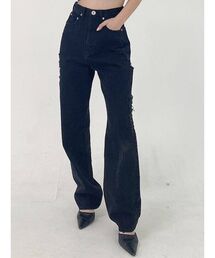 GYDA | ハイウエスト サイドBROKEN ワイドデニムパンツ(デニムパンツ)