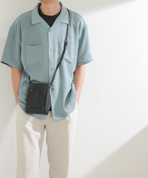 SENSE OF PLACE by URBAN RESEARCH（センスオブプレイスバイアーバンリサーチ）の「『ユニセックス』シアーヨウリュウオープンカラーシャツB（シャツ/ブラウス・メンズ・チャコールグレー/グリーン/ロイヤルブルー/ライトベージュ/ライトカーキ・MEDIUM/LARGE）」の9枚目の写真