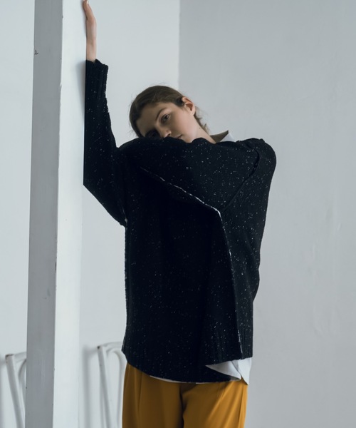 shiki tokyo（シキトウキョウ）の「Oversized Nep Sttich Knit / オーバーサイズネップステッチニット（ニット/セーター・メンズ・イエロー/テラコッタ/ブラック・SMALL/MEDIUM/LARGE）」の2枚目の写真