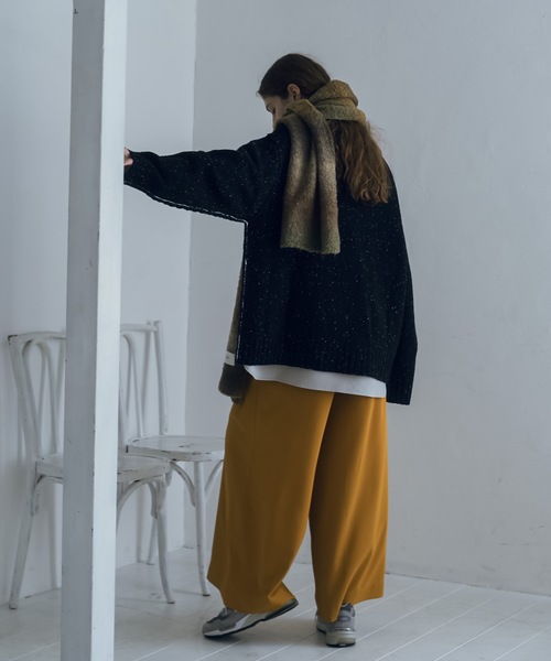 shiki tokyo（シキトウキョウ）の「Oversized Nep Sttich Knit / オーバーサイズネップステッチニット（ニット/セーター・メンズ・イエロー/テラコッタ/ブラック・SMALL/MEDIUM/LARGE）」の4枚目の写真