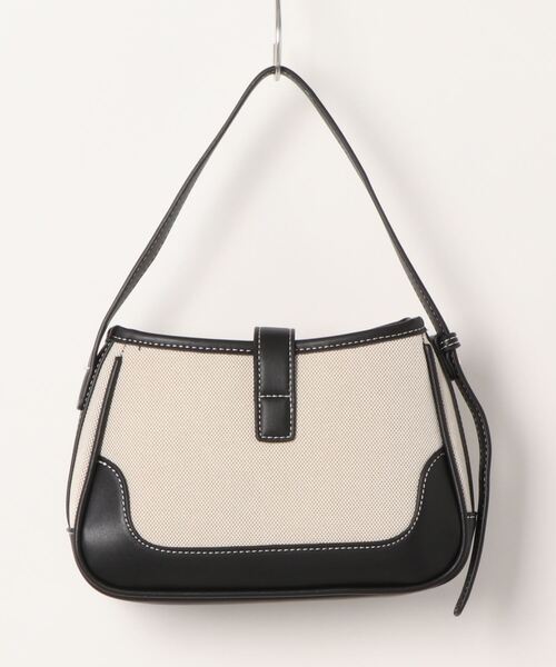 Didot.showroom(ディドット ショールーム)の「キャンバスフェイクレザーベルトハンドルバッグ(ハンドバッグ・レディース・ブラック/ブラウン・FREE)」の3枚目の写真