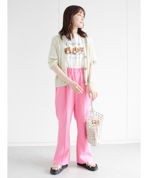 ehka sopo(エヘカソポ)の「センターシーム裾フレアパンツ(その他パンツ・レディース・ブラック/ベージュ/ピンク/グリーン・フリ-)」の19枚目の写真