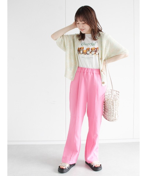 ehka sopo(エヘカソポ)の「センターシーム裾フレアパンツ(その他パンツ・レディース・ブラック/ベージュ/ピンク/グリーン・フリ-)」の22枚目の写真