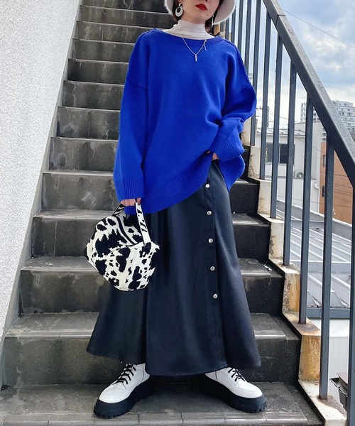 PAGEBOY（ページボーイ）の「エコレザードットスリットスカート（スカート・レディース・ブラック/オフホワイト/モカ・FREE）」の8枚目の写真