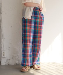 マドラスチェックイージーパンツ