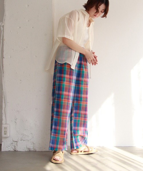 notch.（ノッチ）の「マドラスチェックイージーパンツ（その他パンツ・レディース・パープル/ブルー/ブラック・M）」の17枚目の写真