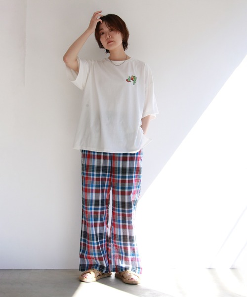 notch.（ノッチ）の「マドラスチェックイージーパンツ（その他パンツ・レディース・パープル/ブルー/ブラック・M）」の18枚目の写真