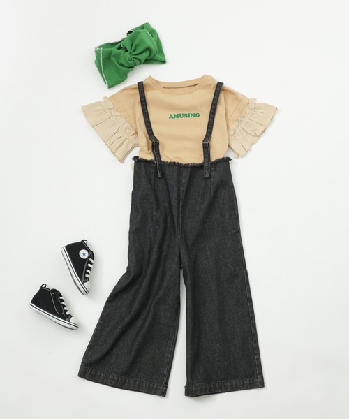 CIAOPANIC TYPY（チャオパニックティピー）の「【KIDS】サス付きフリンジワイドデニムパンツ（デニムパンツ・キッズ・ブラック/ネイビー・SMALL/MEDIUM/LARGE/X-LARGE/XX-LARGE）」の9枚目の写真