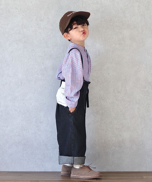 CIAOPANIC TYPY（チャオパニックティピー）の「【KIDS】サス付きフリンジワイドデニムパンツ（デニムパンツ・キッズ・ブラック/ネイビー・SMALL/MEDIUM/LARGE/X-LARGE/XX-LARGE）」の3枚目の写真