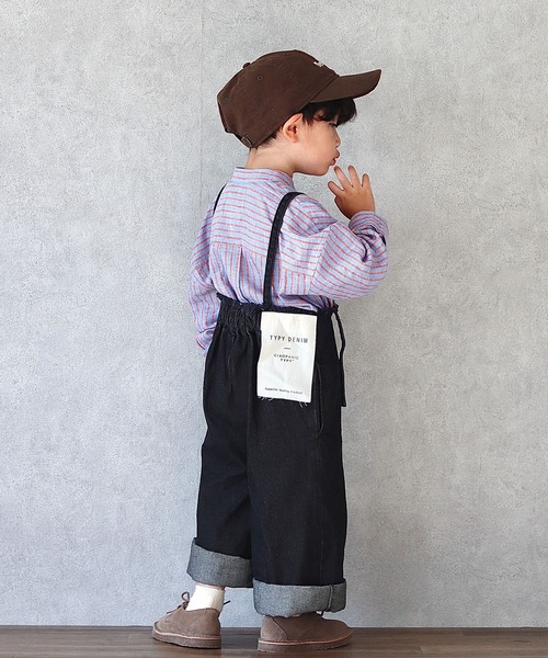 CIAOPANIC TYPY（チャオパニックティピー）の「【KIDS】サス付きフリンジワイドデニムパンツ（デニムパンツ・キッズ・ブラック/ネイビー・SMALL/MEDIUM/LARGE/X-LARGE/XX-LARGE）」の4枚目の写真