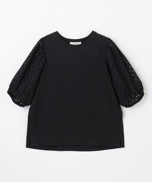 ANY(エニィ)の「【洗える】コットンレースコンビ カットソー(Tシャツ/カットソー・レディース・ブラック系/アイボリー系/グリーン系・4)」の11枚目の写真