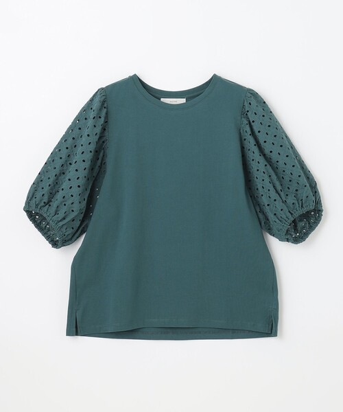 ANY(エニィ)の「【洗える】コットンレースコンビ カットソー(Tシャツ/カットソー・レディース・ブラック系/アイボリー系/グリーン系・4)」の12枚目の写真