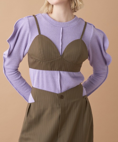 Solace（ソレイス）の「ピンストライプナロースカート+ブラビスチェ/上下2点セット（スカート・レディース・ベージュ/ブラック・L/M）」の18枚目の写真