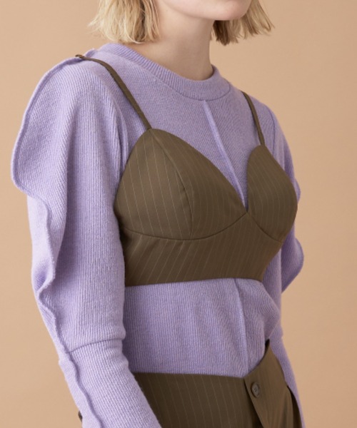 Solace（ソレイス）の「ピンストライプナロースカート+ブラビスチェ/上下2点セット（スカート・レディース・ベージュ/ブラック・L/M）」の17枚目の写真