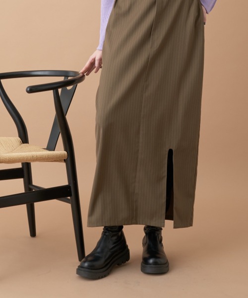 Solace（ソレイス）の「ピンストライプナロースカート+ブラビスチェ/上下2点セット（スカート・レディース・ベージュ/ブラック・L/M）」の19枚目の写真