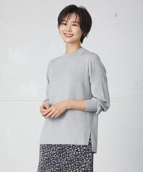 J.PRESS(ジェイプレス)の「【洗える】SECOND PRINCE モックネック ニット(ニット/セーター・レディース・ライトグレー系/オレンジ系/パープル系/サックスブルー系・LARGE/MEDIUM)」の2枚目の写真