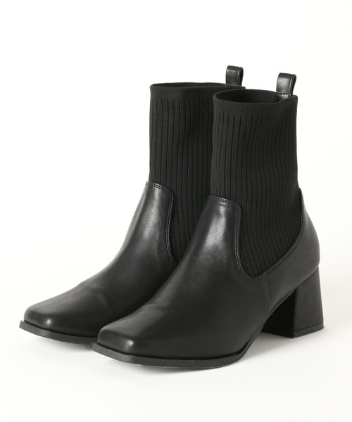 LAKOLE（ラコレ）の「リブニットショートブーツ / 164265（ブーツ・レディース・ブラック/アイボリー・MEDIUM/LARGE）」の7枚目の写真