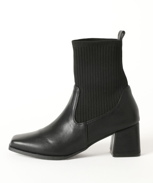 LAKOLE（ラコレ）の「リブニットショートブーツ / 164265（ブーツ・レディース・ブラック/アイボリー・MEDIUM/LARGE）」の8枚目の写真