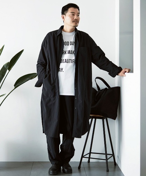 Sunny clouds(サニークラウズ)の「サニークラウズ シャカシャカロングシャツ〈メンズ〉(シャツ/ブラウス・メンズ・ブラック・LARGE/MEDIUM/SMALL)」の3枚目の写真