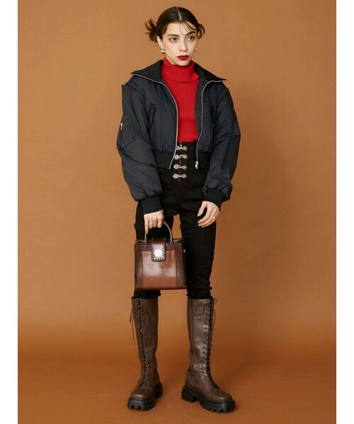 EVRIS（エヴリス）の「タートルショートニットトップス（ニット/セーター・レディース・ホワイト/ブラック/ネイビー/レッド・FREE）」の16枚目の写真