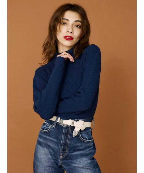 EVRIS（エヴリス）の「タートルショートニットトップス（ニット/セーター・レディース・ホワイト/ブラック/ネイビー/レッド・FREE）」の18枚目の写真