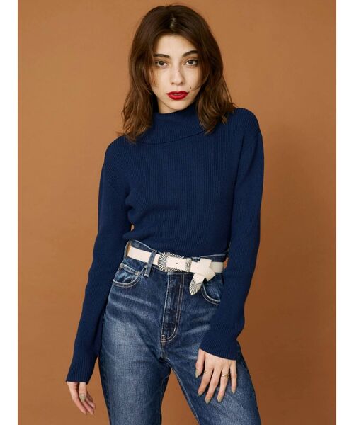 EVRIS（エヴリス）の「タートルショートニットトップス（ニット/セーター・レディース・ホワイト/ブラック/ネイビー/レッド・FREE）」の19枚目の写真