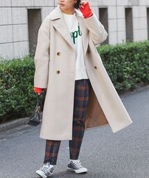 coen | ジャージーメルトンダブルチェスターコート(チェスターコート)