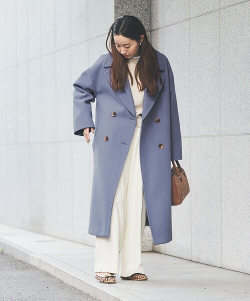 coen（コーエン）の「ジャージーメルトンダブルチェスターコート（チェスターコート・レディース・ベージュ/パープル・M/L）」の7枚目の写真