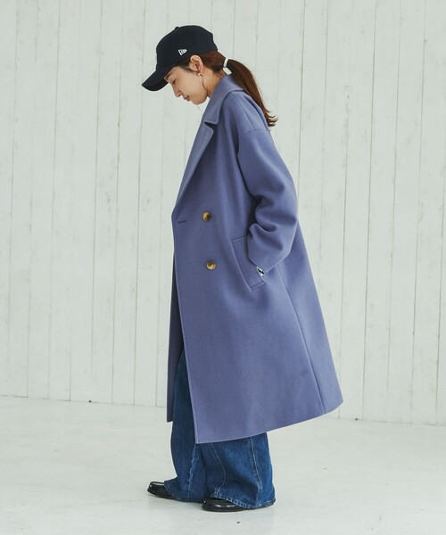 coen（コーエン）の「ジャージーメルトンダブルチェスターコート（チェスターコート・レディース・ベージュ/パープル・M/L）」の11枚目の写真