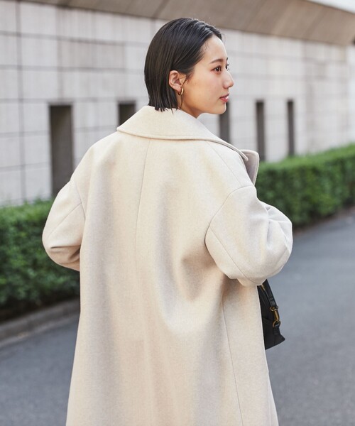 coen（コーエン）の「ジャージーメルトンダブルチェスターコート（チェスターコート・レディース・ベージュ/パープル・M/L）」の13枚目の写真