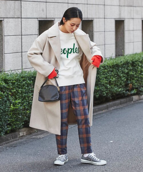 coen（コーエン）の「ジャージーメルトンダブルチェスターコート（チェスターコート・レディース・ベージュ/パープル・M/L）」の14枚目の写真