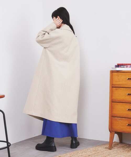 coen（コーエン）の「ジャージーメルトンダブルチェスターコート（チェスターコート・レディース・ベージュ/パープル・M/L）」の21枚目の写真