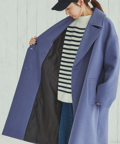 coen（コーエン）の「ジャージーメルトンダブルチェスターコート（チェスターコート・レディース・ベージュ/パープル・M/L）」の22枚目の写真