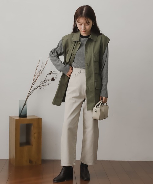 SENSE OF PLACE by URBAN RESEARCH(センスオブプレイスバイアーバンリサーチ)の「リンガーボーダーロングTシャツ(Tシャツ/カットソー・レディース・ブラック系その他/ブラウン系その他/グリーン系その他/パープル系その他/イエロー系その他/オレンジ系その他・ONE)」の9枚目の写真