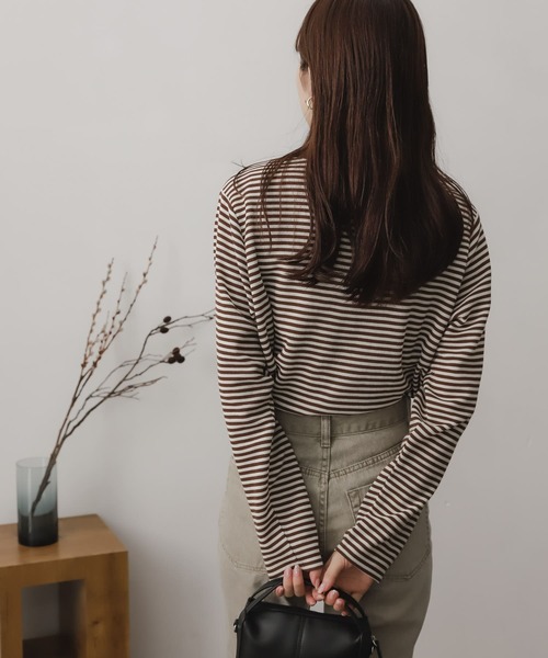 SENSE OF PLACE by URBAN RESEARCH(センスオブプレイスバイアーバンリサーチ)の「リンガーボーダーロングTシャツ(Tシャツ/カットソー・レディース・ブラック系その他/ブラウン系その他/グリーン系その他/パープル系その他/イエロー系その他/オレンジ系その他・ONE)」の14枚目の写真