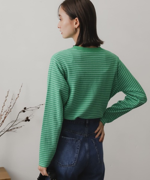 SENSE OF PLACE by URBAN RESEARCH(センスオブプレイスバイアーバンリサーチ)の「リンガーボーダーロングTシャツ(Tシャツ/カットソー・レディース・ブラック系その他/ブラウン系その他/グリーン系その他/パープル系その他/イエロー系その他/オレンジ系その他・ONE)」の16枚目の写真