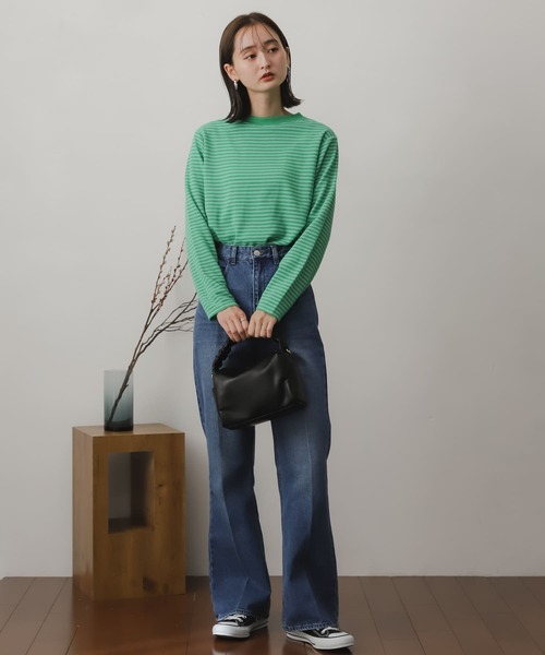 SENSE OF PLACE by URBAN RESEARCH(センスオブプレイスバイアーバンリサーチ)の「リンガーボーダーロングTシャツ(Tシャツ/カットソー・レディース・ブラック系その他/ブラウン系その他/グリーン系その他/パープル系その他/イエロー系その他/オレンジ系その他・ONE)」の18枚目の写真