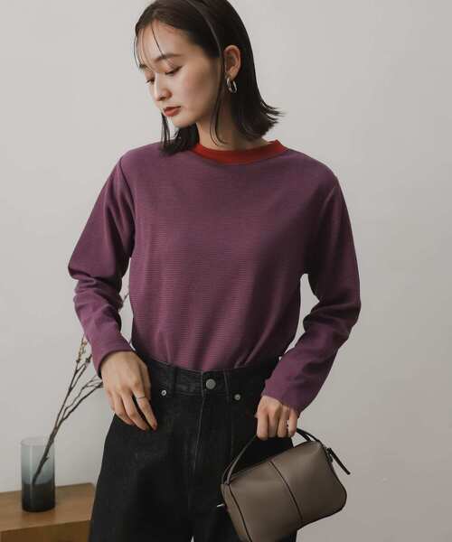 SENSE OF PLACE by URBAN RESEARCH(センスオブプレイスバイアーバンリサーチ)の「リンガーボーダーロングTシャツ(Tシャツ/カットソー・レディース・ブラック系その他/ブラウン系その他/グリーン系その他/パープル系その他/イエロー系その他/オレンジ系その他・ONE)」の22枚目の写真