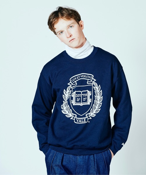 C.E.L.STORE（セルストア）の「SUNNY SPORTS / サニースポーツ YALE PRINTED CREW SWEAT プリントクルーネックスウェット（スウェット・メンズ・ネイビー/ライトグレー/ホワイト・X-LARGE/LARGE/XX-LARGE/MEDIUM）」の3枚目の写真
