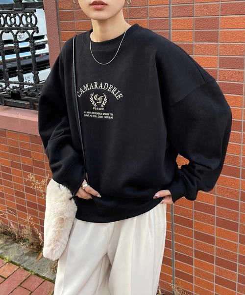 juemi グレー ロゴ刺繍 スウェット 長袖 Java トレーナー スウェット 「Javaジャバコラボ」着るだけで今